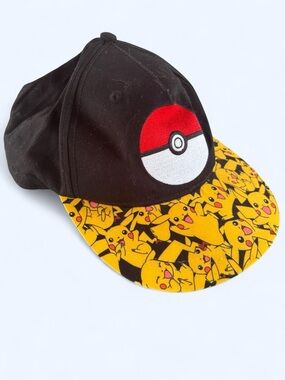 Pokémon Black & Yellow Pikachu Snapback Hat with Poké Ball Patch